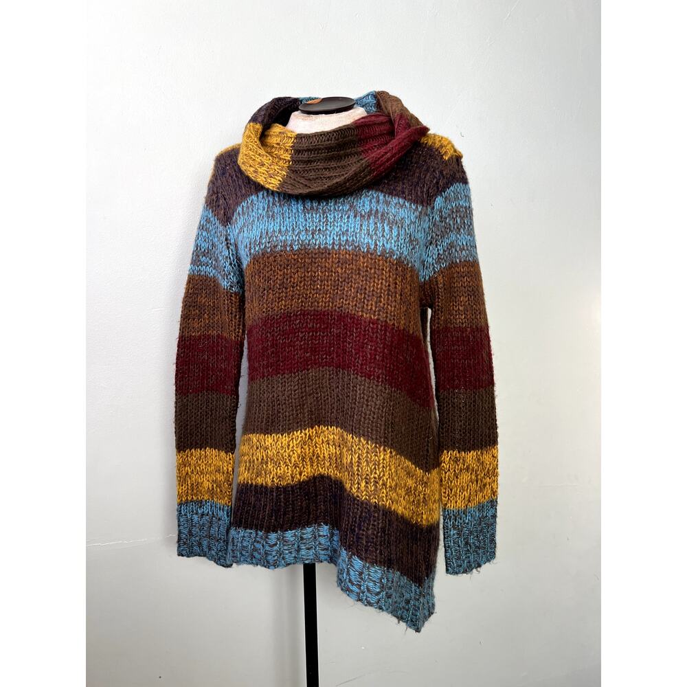 90s/Y2K Vintage Striped Knit Cowl Neck Sweater by John Paul Richard -Size L